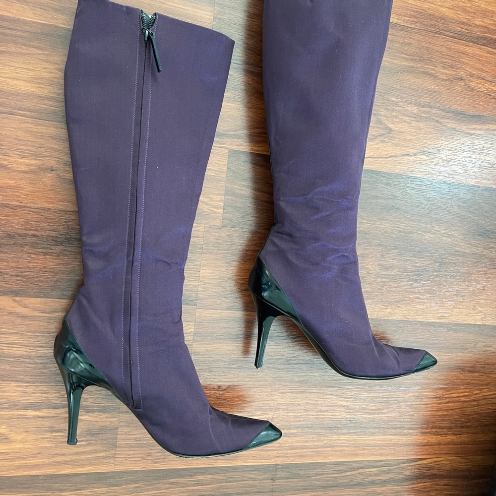 Giuseppe Zanotti Purple Knee-High Boots Black Patent Leather Details